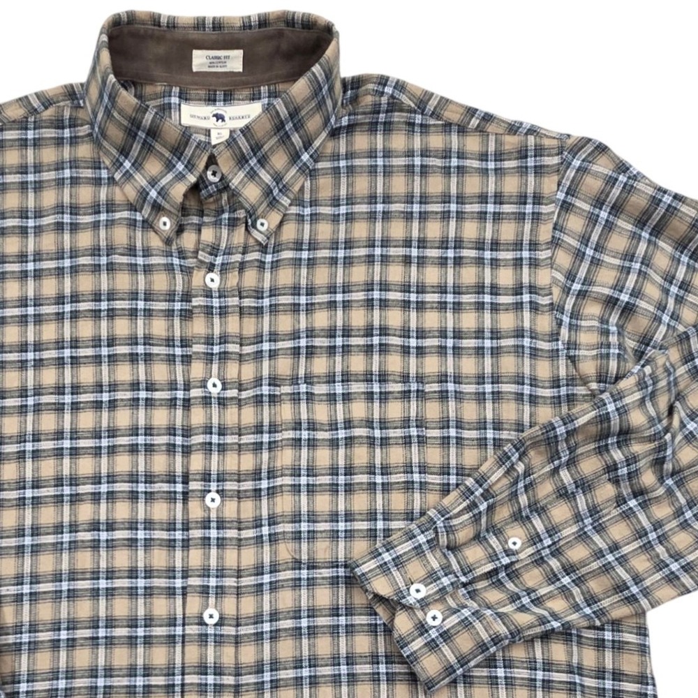 Onward Reserve Featherweight Flannel Button Down Classic‎ Fit Shirt Tan Mens XL